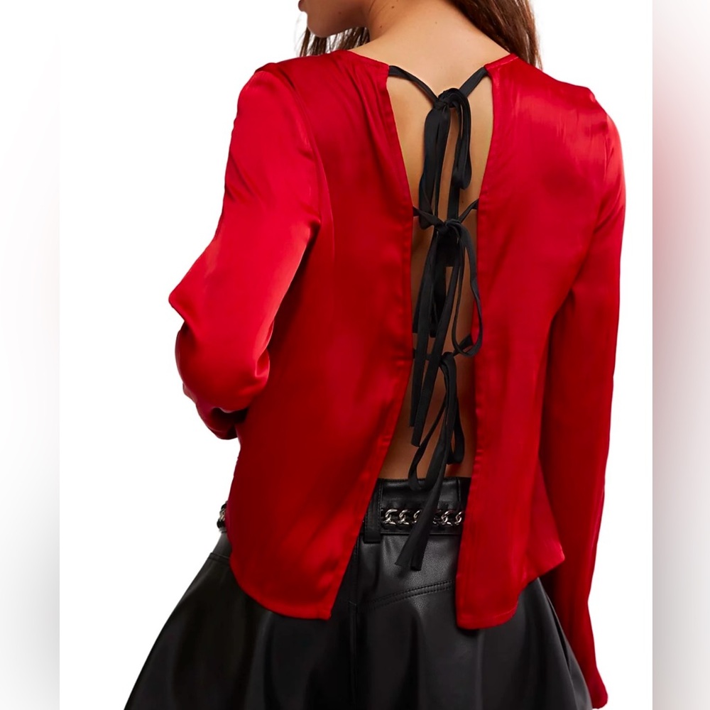 NWT Free People Women's Arabella Tie-Back Blouse - Picture 2 of 5